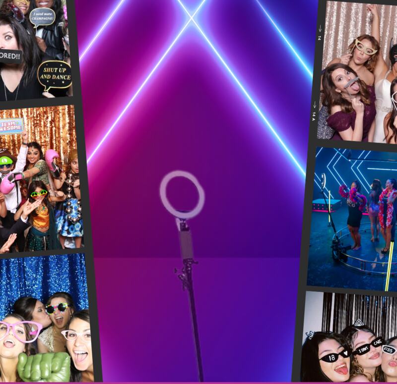 Collage of guests posing in the 360 Capture Co. photo booth at real events